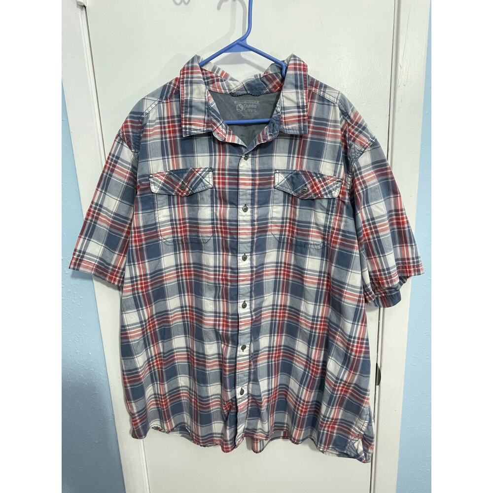 Gander Mountain Guide Series Shirt 3XL Red Plaid Lightweight Fishing Summer